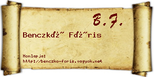 Benczkó Fóris névjegykártya